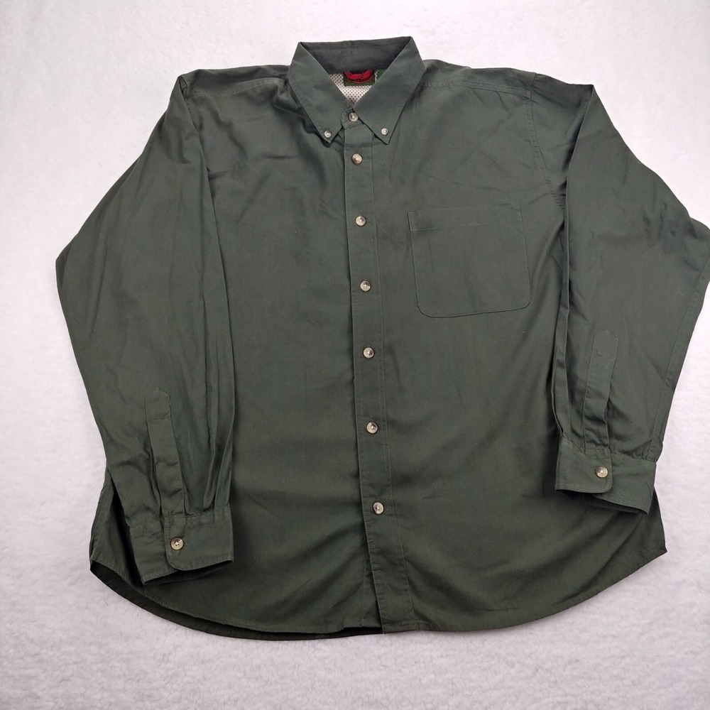 Boston Traders Mens Button Down Shirt  Green Long Sleeve Large